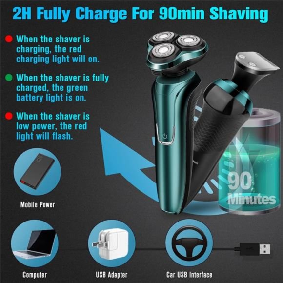 Electric Razor for Men Shavers for Men Electric Razor, 4 in 1 Dry Wet Waterproof - Picture 6 of 6